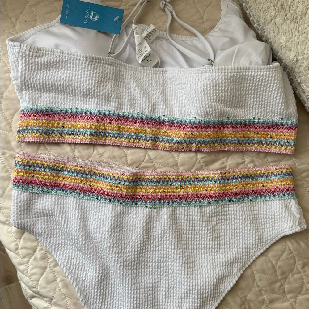 Cupshe White Multicolor Two-Piece Swimsuit - Picture 3 of 7